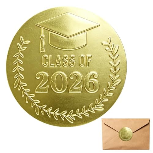 Oeyliz Graduation Stickers Class of 2026 Graduation Stickers 2026 Graduation Envelope Seals 100Pcs Gold Foil Congrats Grad Cap for Envelope Seals Cards Invitations Announcements Party Favors