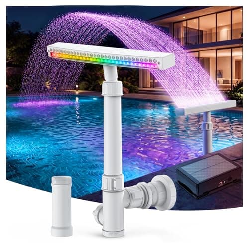 JEMULICE Solar Pool Fountain with Lights for Above Ground Pools, Pool Fountain Waterfall Pump with 6 Nozzle, Solar Pool Fountain for Inground Pools with 8 Color LED Lights - Image 1