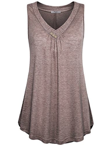 Cestyle Sleeveless Tunics to wear with Leggings, Womens Casual V Neck Office Leggings Shirts Relaxed Fit Lightweight Cool Tank Tops to Hide Belly Brown X-Large - Image 1