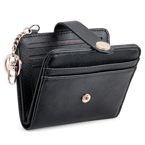 POIUGOYA Slim Wallet for Women,RFID Blocking Bifold Credit Card Holder with Zipper Coin Pocket,ID Window,Keychain - Image 1