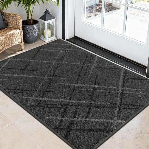 COSY HOMEER Front Door Mat Low Profile Non-Slip Doormat for Entryway, Absorbent Dirt Trapper Washable Entrance Mat, Sturdy Polyester Doormats (36"x24", Gray) - Image 1