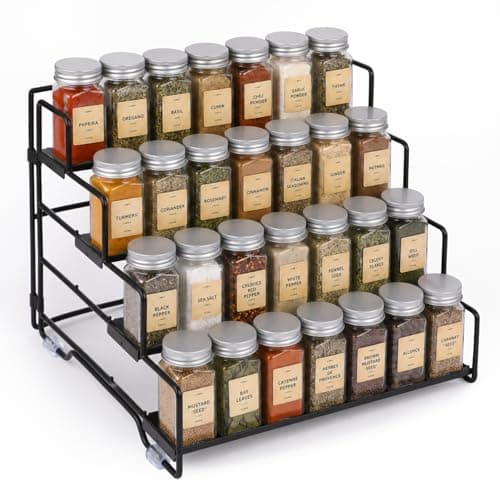 KITREPAION Spice Rack Organizer for Cabinet, Tiered Adjustable Spice Shelf Organization, Metal Seasoning Rack for Kitchen Countertop Cupboard Pantry, Raised Edge Anti-Slip Design for Jars and Bottles - Image 1