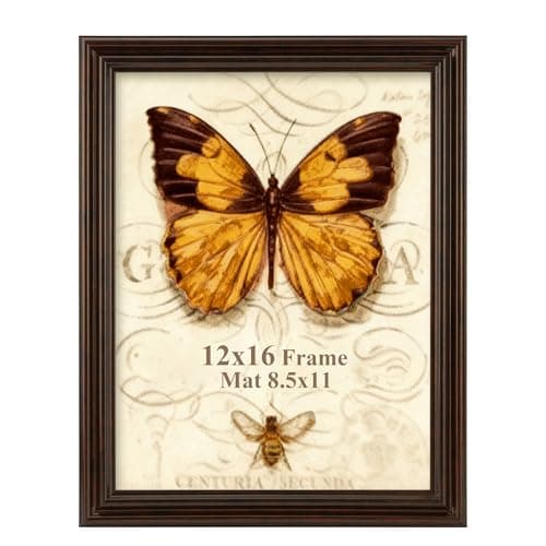 Splinterix 12x16 Picture Frame, Ornate Vintage Picture Frames for Wall or Tabletop Display, 12 x 16 Photo Frame with Real Glass, Display Poster 8.5x11 with Mat or 12x16 without Mat for Antique Déco, Brown, 1 Pack - Image 1