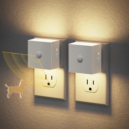 JandCase Motion Sensor Night Light, Night Lights Plug into Wall with Adjustable Brightness, Motion Activated Night Light, 3000K Warm White, for Kids Bathroom Hallway Kitchen Bedroom - Image 1
