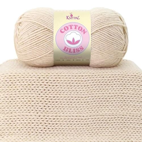 Cotton Bliss Soft Cotton Blend Yarn for Crocheting, 4-Pack (640Yds / 400G), Free Patterns, Beginners Friendly - #4 Medium Worsted Weight Yarn for Baby Blanket - Vanilla Shell - Image 1