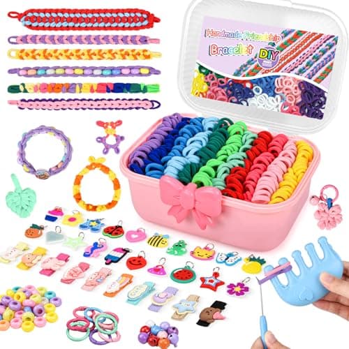 Bracelet Making Kit for Girls 6-12: 24 Colors Rubber Band Friendship Bracelet Kit, Elastic Loom Bands Jewelry DIY Toys, 1400+ Arts and Crafts for Kids Boys Beginners Birthday Christmas Party Gifts - Image 1
