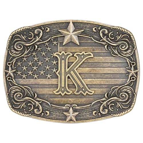 Absbolo Western Belt Buckle Men Initial Letter ABCDJRM to Z Rodeo Cowboy Belt Buckles for Women K - Image 1