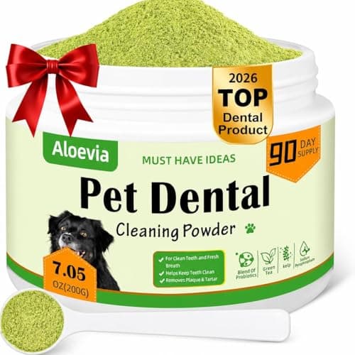 Aloevia Dog Teeth Cleaning Powder for Dogs 200g- Enzymatic Plaque & Tartar Remover, Dog Dental Powder for Fresh Breath, 90 Day Supply for All Breeds - Image 1