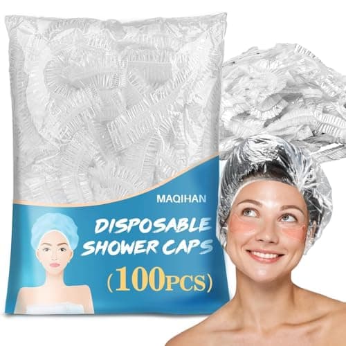 MAQIHAN 100 Disposable Shower Caps Large - Thickened Plastic Hair Caps for Deep Conditioning Shower Cap Reusable Waterproof for Women Men Hair Treatment Bath Cap for Long Hair Travel Essentials - Image 1