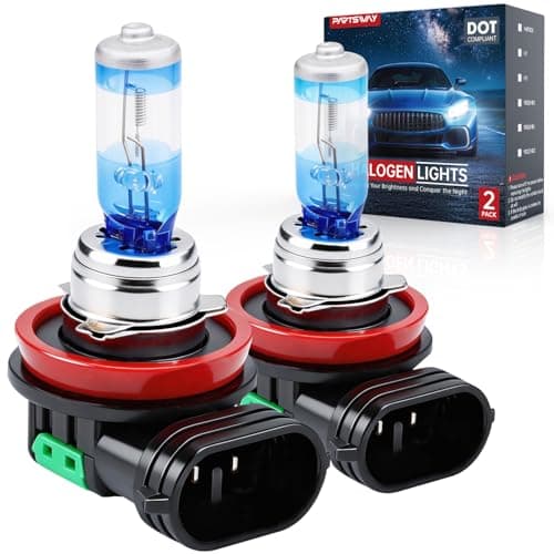 H11 Halogen Headlight Bulb, Vacuum Precision Optical Blue Film Technology, 12V 55W, 4000K Warm White, Road Legal, Direct OEM Replacement, Up to 300% Brighter, Low Beam, No Glare, Plug and Play, 2 Pack - Image 1