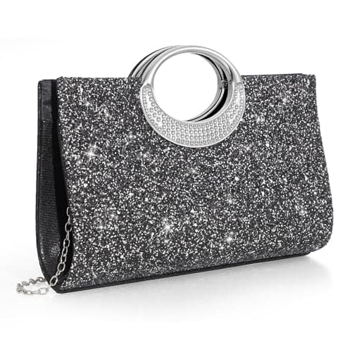 XquiziFit Black Clutch Sequins Clutch Purses for Women Glitter Evening Clutch Cocktail Evening Purse Women Wedding Purse - Image 1