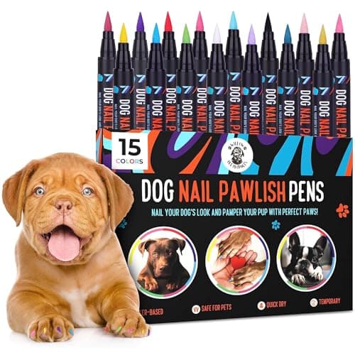 Dog Nail Polish Pens Quick Dry 15 Colors - Pet Nail Polish for Dogs or Cats, Easy Application Dog Safe Nail Polish, Fast Dry Dog Polish - Great Girl Dog Accessories, or a Puppy Nail Pawlish Set - Image 1