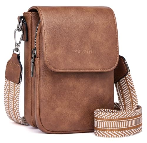 POIUGOYA Small Crossbody Bags for Women Trendy,Leather Triple Compartment Cell Phone Crossbody Wallet Purses with Card Slots - Image 1