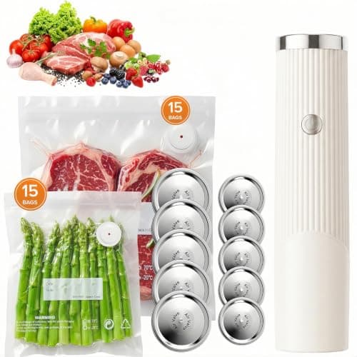 Smart Vacuum Sealer for Food with LED Display, 60kPa Strong Suction Handheld Vacuum Sealer Machine for Reusable Bags & Mason Jars, 1800mAh Portable Compact Food Sealer for Meal Prep, Camping & RV - Image 1