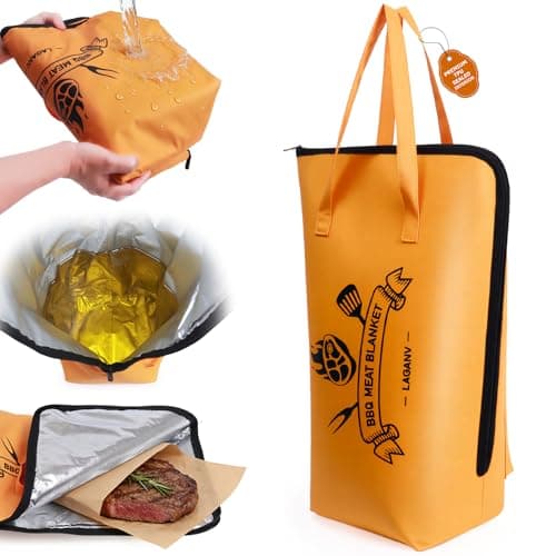 LAGANV BBQ Meat Blanket - 21.6" Insulated Meat Resting Bag with Odor-Free TPU Core, Leak-Resistant Wide-Mouth Design for Brisket, Pork Shoulder & Turkey, Heavy-Duty 5-Layer BBQ Resting Bag (Tangerine) - Image 1