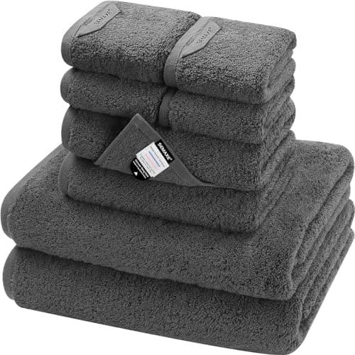 SEMAXE Bathroom Towel Set, 8-Piece Gray Cotton Towels with Loops – 2 Bath, 2 Hand, 4 Washcloths, Soft, Absorbent & Durable - Image 1
