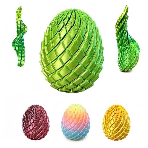 JimSeiSei 3D Printed Fidget Toy, Twisty Dragon Eggs, Spiral Slippery Egg Fidget Toy, Stress Relief Sensory Desk Toy for Adults and ADHD, Rotating Focus Anxiety Relief Pocket Toy (YellowGreen)