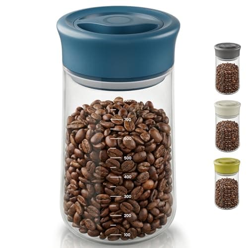 LAKUMIQI Overnight Oats Containers with Lids, 27oz Glass Jars with Airtight Lids, One-Hand 90° Twist-Off Wide Mouth Food Storage for Coffee Bean, Chia Pudding, Meal Prep, Pantry, Blue - Image 1