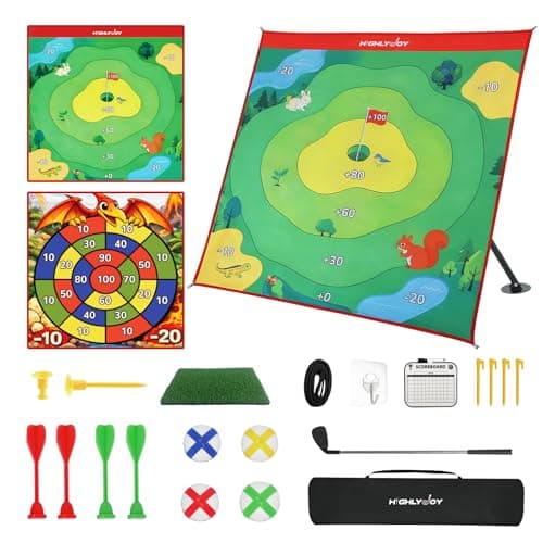Golf Chipping Game Set for Indoor & Outdoor Play, Double-Sided Golf Target Mat with 2 Challenge Games, 4-Angle Adjustable Stand, Sticky Balls & Scoreboard for Family Fun, Parties & Golf Practice - Image 1