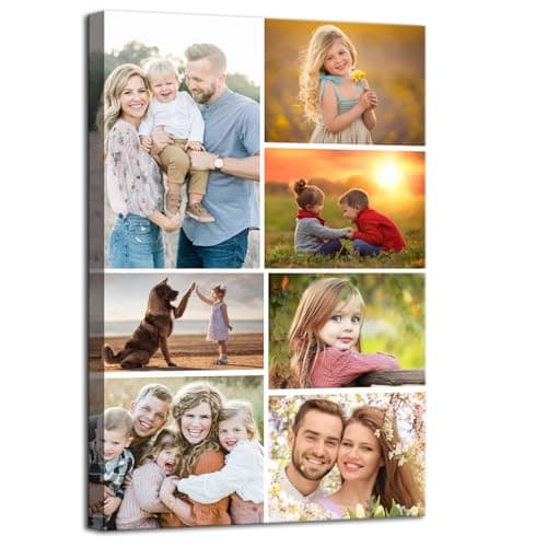 ZHIYYHAO Multi Photo Collage Custom Canvas Wall Art Framed Customize Picture Canvas Prints with Your Photos Wall Art Living Room Bedroom Study room Home Decor for Kids Family Lover Wedding (CF-4, 24.00L" X 16.00W'' ) - Image 1