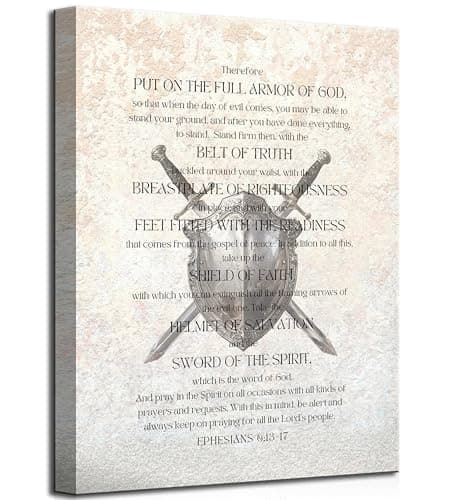 Armor of God's Canvas Wall Art Christian Inspirational Bible God's Full Armor Paintings Pictures Wall Decor Posters Prints Artwork for Bedroom Church Office Home Decoration