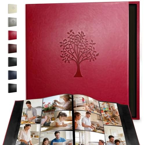 Photo Album 4x6 600 Slip-in Pockets, PU Leather Large Capacity Holds Horizontal & Vertical Photos Acid-Free – Gift for Mom Grandma Baby Shower Wedding Anniversary Christmas (Red) - Image 1
