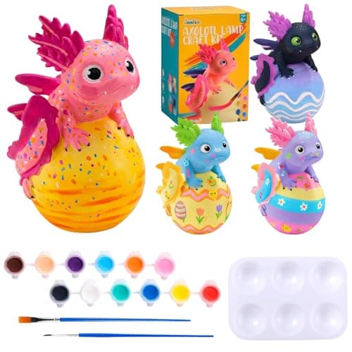 JMMICO Paint Your Own Axolotl Lamp, Axolotl Crafts Kit, Arts and Crafts for Kids Ages 4-8 8-12, Craft for Girls Boys Ages 4-6 6-8, Gifts for Kids 6 7 8 9 10 11 12 Years Old Boys Girls (Pink) - Image 1