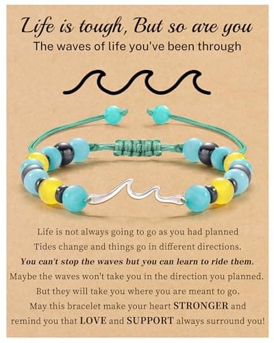 Sistble Inspirational Gifts for Women, Wave Bracelets for Women Birthday Gifts Encouragement Inspirational Bracelet Natural Stone Bead Bracelet Life is tough Spiritual Gift Jewelry - Image 1