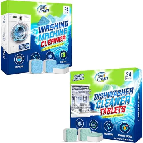 Washing Machine & Dishwasher Cleaner Tablets - 48-Pack Bundle Compatible with Front Loader Top Loader & He Machines and all Dishwashers Removes Buildup Lime Scales and residues - Septic Safe - Image 1