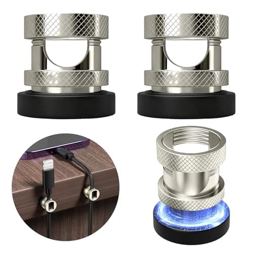 Maveek Metal Magnetic Cord Holder, Magnet Cable Clips Stainless Steel Adjustable Cord Organizers for Desk Nightstand Car Office Charging Wires USB C Laptop Earphone Audio Cords (4 Pack) - Image 1