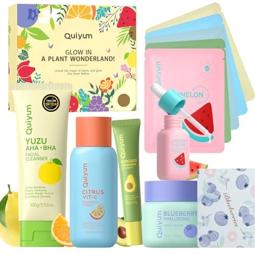 QUIYUM Fruit Skin Care Sets, Routine Skincare with Facial Mask, Beauty Skincare for Women, Facial Care, Hydration, Moisturizing, Oil Control, Glow Up, Teen Girl Gifts Trendy Stuff, Spa-Like at Home - Image 1