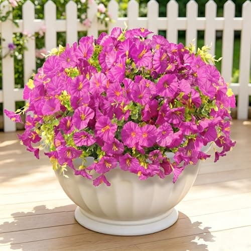 LetuoClips Artificial Flowers for Outdoors, Fake Plants for Decoration,12 Bundles of UV-Resistant Faux Morning Glory for Patio Garden Porch Yard - Image 1