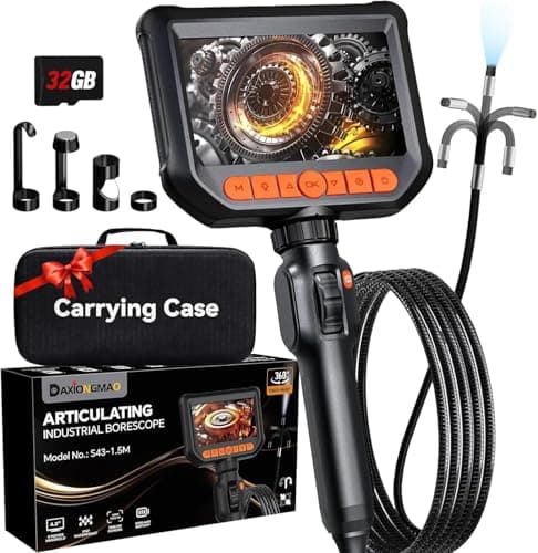 Daxiongmao Endoscope Camera with Lights, 1080P HD Two-Way Articulating Borescope, IP67 Waterproof Snake Camera – Ideal for Inspecting Walls, Vents, Automotive Engines, Pipes – A Tool for Men (5ft) - Image 1