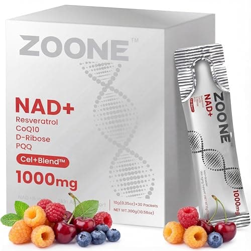 Zoone NAD Resveratrol Supplement, NAD+ Liquid Supplement 1000mg, with Nicotinamide Riboside, Resveratrol & PQQ, NAD Supplements for Men & Women, Healthy Aging & Boosts Cellular Energy – 30 Packs - Image 1