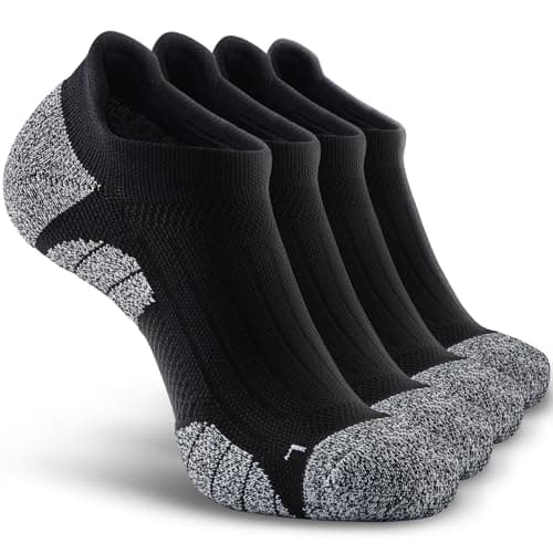 SITOISBE Men's No Show Compression Athletic Socks, Cushioned for Running Hiking, Medium, Black-4 Pairs - Image 1