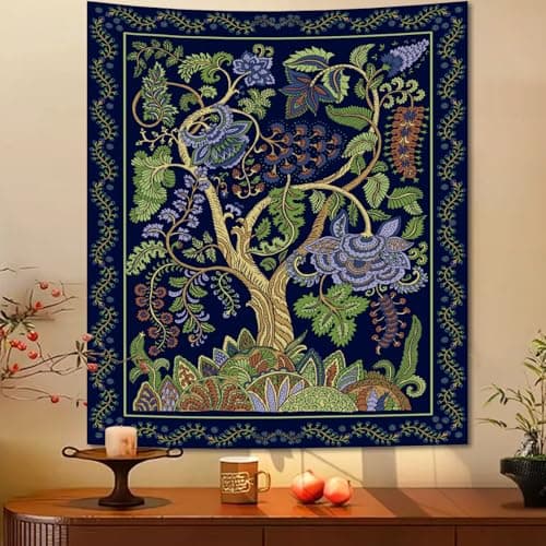 Apdidl Green Boho Hippie Tapestry for Bedroom Aesthetic, Indian Tree of Life Tapestries Wall Hanging, Bohemian Vintage Cool Wall Art Backdrop for Dorm Living Rome Decor (51"X60") - Image 1