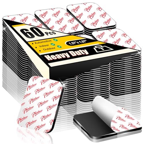 PHIXBEAR 60 Pcs Strong Double Sided Adhesive Pads, Heavy Duty Square Sticky Mounting Foam Tape for Car Décor Wall, 0.12" Thick Black Sticky Pads 1.57x 1.97 - Image 1
