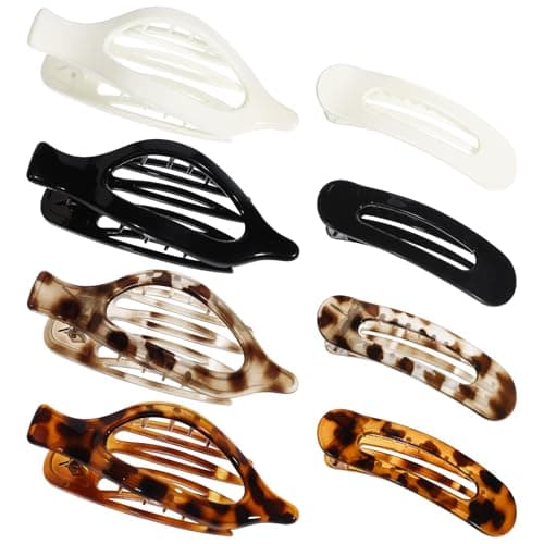 Obeoby 8 PCS Flat Hair Clips, Easter Gifts Tortoiseshell Flat Claw Clips 2 Styles Hair Claws for Women Girls Medium Hair Volume - Image 1