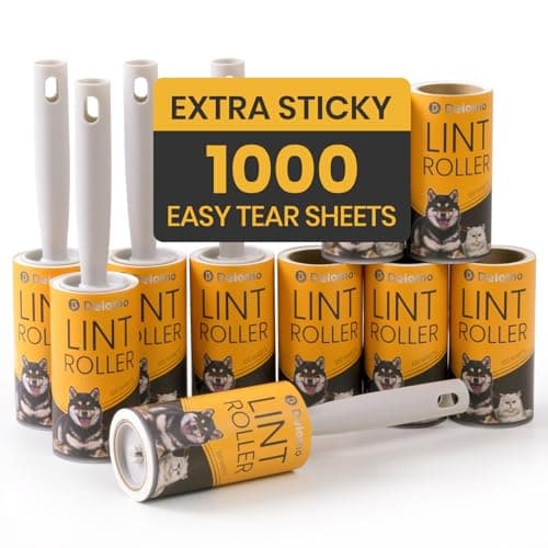 DELOMO Lint Roller 1,000 Sheets (5 Rollers + 5 Refills) - Lint Rollers for Pet Hair Extra Sticky, Mega Value Pet Hair Removal Tool for Clothes/Couch/Furniture/Car - Ideal Home Gift for Pet Owners