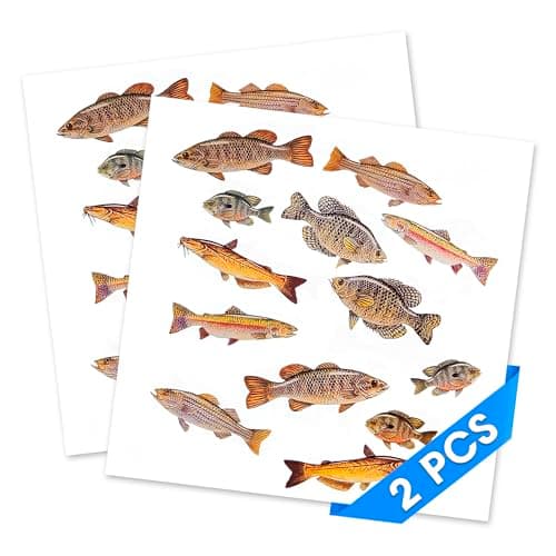 2 Sheets Fish Stickers for Adults - Realistic Detailed Fish Sticker Set, Quality Vinyl, 26 Fishing Stickers and Decals, Great Phone & Laptop Decorating - Usable with Metal, Plastic, Wood and Glass - Image 1