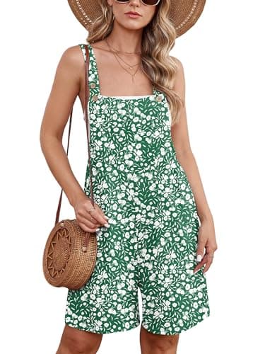 Moodclo Jumpsuits For Women Green Dandelion X-Large Summer Short Overalls Casual Sleeveless Adjustable Loose Women's Rompers with Pockets 2026 - Image 1