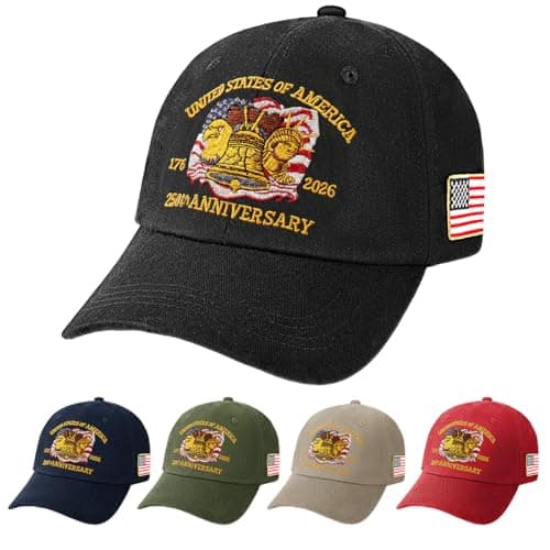 Teefolio 250th Anniversary Hat United States - Eagle & Liberty 250 Year American Anniversary Cap with Embroidered Badge, Adjustable Patriotic Hat(Black Bald Eagle) - Image 1