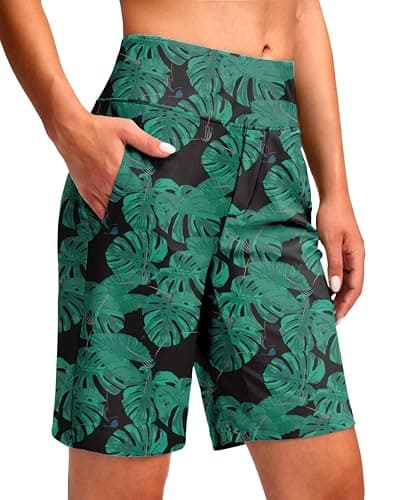 Viodia Women's 9" Long Swim Shorts Modest Swimsuits Bathing Suit Knee Length Bermuda Board Shorts for Women with Pocket - Image 1