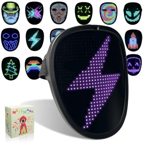 MOYACA Kids LED Mask Light up with Gesture Sensing, Cool Toys Mask for Halloween Costume Christmas Cosplay, Transforms LED Lights, Ideal Gifts for Children Students Birthday Parties Masquerades