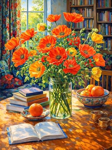 Teemosreal Puzzles for Adults 1000 Pieces, Poppy Flower Jigsaw Art - Image 1