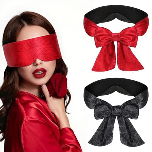 JroyJoy 2 Pack Satin Sleep Mask, Ultra Soft & Comfortable Blindfold for Women & Men, 100% Blackout Eye Cover, Adjustable Eye Mask for Sleeping, Travel, Meditation, Valentine's Day Gift, 59" * 3.15" - Image 1