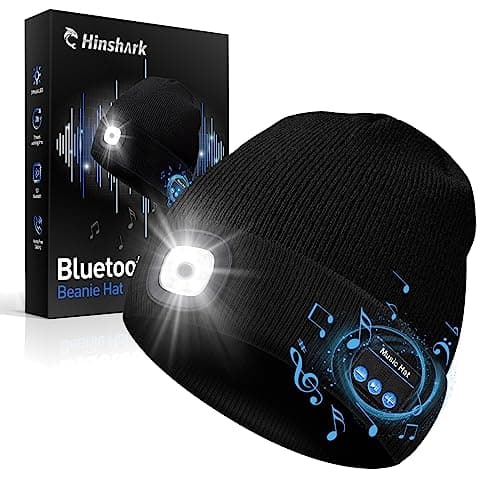 Gifts for Men, LED Bluetooth Beanie Hat, Anniversary Birthday Gift for Men Dad Him Husband Grandpa, Mens Gift for Camping Hiking Accessories Cool Gadgets Black - Image 1