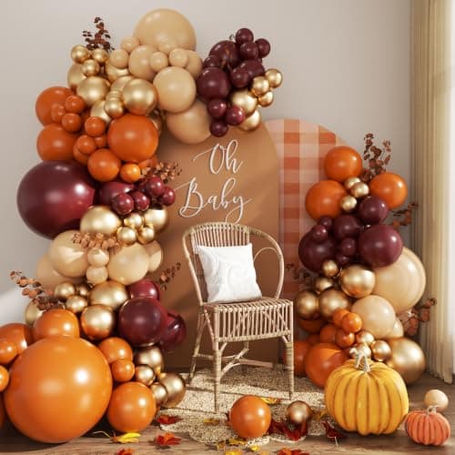 Burgundy Fall Balloon Arch Kit for Autumn Thanksgiving Party Decorations