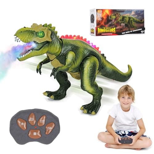 Remote Control Dinosaur Toys for Kids 3-5-7, Upgraded T Rex Dinosaur Toys with Changing Light, 7 Color Spray & Realistic Roars, RC Walking Dinosaur Robot 4-7, Birthday Gifts Toys for Kids Boys 3+ - Image 1