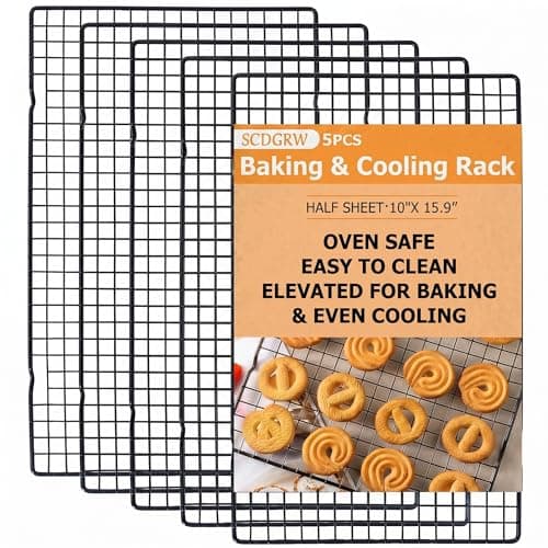 SCDGRW 5PCS Cooling Racks for Cooking and Baking 10" x 16" Wire Rack Baking Rack, Cookie Rack, Heavy Duty Metal Wire Rack for Grilling, Roasting, Cooking, Drying,Oven Safe Dishwasher Safe - Image 1